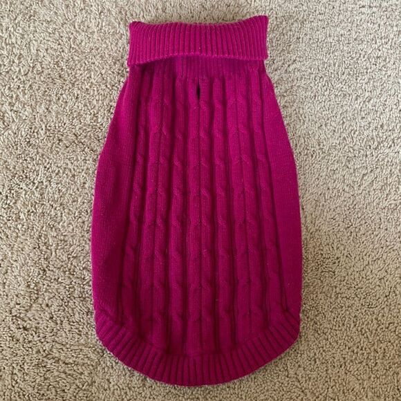 Dog and Cat Cableknit Sweater - Berry - Size Medium - Picture 3 of 5